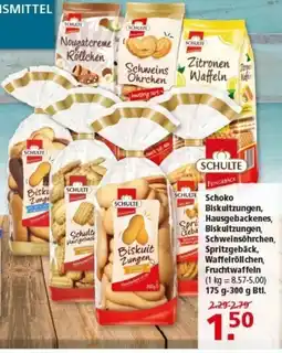 Multi Markt Schoko Biskuitzungen, Spri Hausgebackenes, Geba Biskuitzungen, Schweinsöhrchen, Spritzgebäck, Waffelröllchen, Fruchtwaffeln Angebot