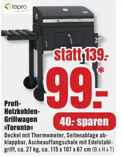 B1 Discount Baumarkt tepro Profi- Holzkohlen- Grillwagen >>Toronto<< Angebot