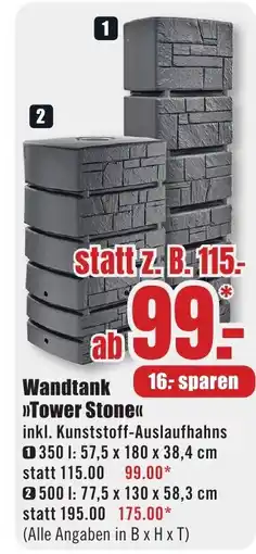 B1 Discount Baumarkt Wandtank >>Tower Stone<< Angebot