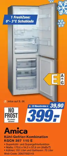 K+B Expert Amica Kühl-Gefrier-Kombination KGCN 387 110 E Angebot