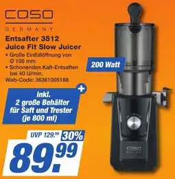 K+B Expert Caso GERMANY Entsafter 3512 Juice Fit Slow Juicer Angebot