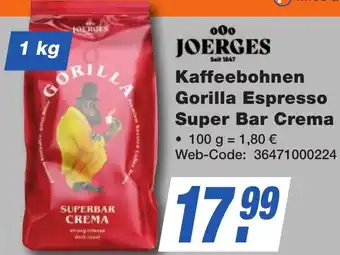 K+B Expert JOERGES Kaffeebohnen Gorilla Espresso Super Bar Crema Angebot