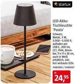 Bauhaus starlux LED-Akku Tischleuchte 'Paola' Angebot