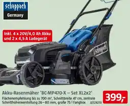 Bauhaus scheppach Akku-Rasenmäher 'BC-MP470-X - Set XL2x2' Angebot