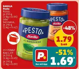 PENNY BARILLA Pesto Rosso, je 200 g (1 kg = 8.95) oder Genovese, je 190 g (1 kg = 9.42) Angebot