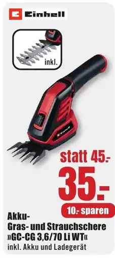 B1 Discount Baumarkt Einhell Akku- Gras- und Strauchschere >>GC-CG 3,6/70 Li WT<< Angebot