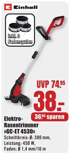 B1 Discount Baumarkt Einhell Elektro- Rasentrimmer >>GC-ET 4530<< Angebot
