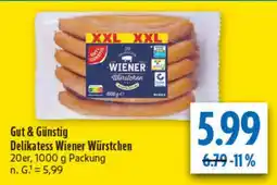 diska Gut & Günstig Delikatess Wiener Würstchen Angebot