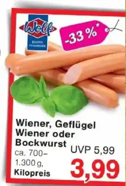 Jawoll Wiener, Geflügel Wiener oder Bockwurst Angebot