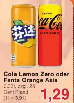 Jawoll Cola Lemon Zero oder Fanta Orange Asia Angebot