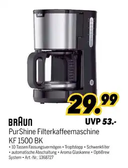 MEDIMAX Braun purshine filterkaffeemaschine kf 1500 bk Angebot