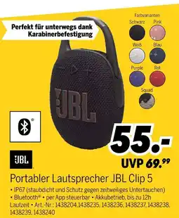 MEDIMAX Jbl portabler lautsprecher jbl clip 5 Angebot