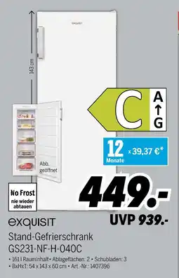 MEDIMAX Exquisit stand-gefrierschrank gs231-nf-h-040c Angebot