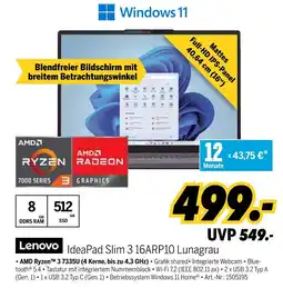 MEDIMAX Lenovo ideapad slim 3 16arp10 lunagrau Angebot