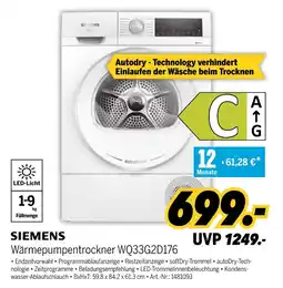 MEDIMAX Siemens wärmepumpentrockner wq33g2d176 Angebot
