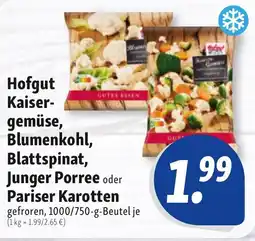 Nah & Frisch Hofgut Kaiser- gemüse, Blumenkohl, Blattspinat, Junger Porree oder Pariser Karotten Angebot