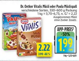 diska Dr. Oetker Vitalis Müsli oder Paula Müslispaß Angebot