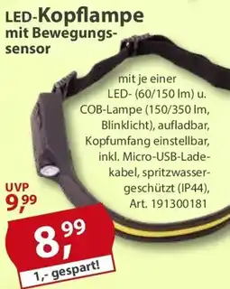 Sonderpreis Baumarkt LED-Kopflampe mit Bewegungssensor Angebot