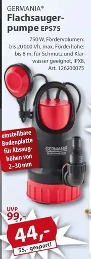 Sonderpreis Baumarkt GERMANIA Flachsaugerpumpe EPS75 Angebot