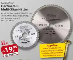 Sonderpreis Baumarkt GERMANIA Hartmetall- Multi-Sägeblätter Angebot