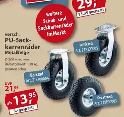 Sonderpreis Baumarkt versch. PU-Sack- karrenräder Metallfelge Angebot