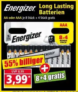 Norma Energizer Long Lasting Batterien Angebot