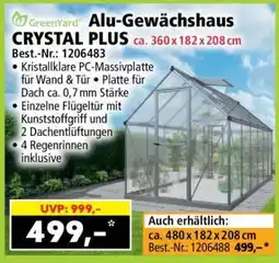 Norma Alu-Gewächshaus CRYSTAL PLUS ca. 360 x 182 x 208 cm Angebot