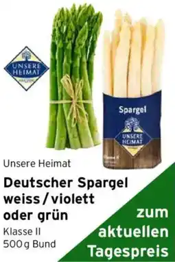 CAP Markt Unsere Heimat Deutscher Spargel weiss/violett oder grün Angebot