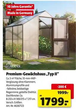 Hagebau Mr. gardener premium-gewächshaus typ ii Angebot