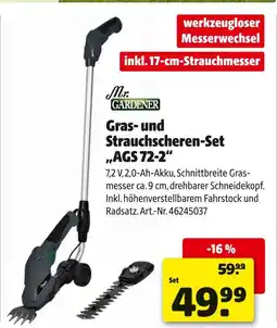 Hagebau Mr. gardener gras- und strauchscheren-set ags 72-2 Angebot