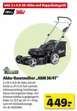 Hagebau Mr. gardener akku-rasenmäher arm 36/47 Angebot