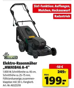 Hagebau Mr. gardener elektro-rasenmäher hwa1846 a-4 Angebot
