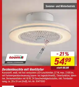 toom Baumarkt Toom deckenleuchte mit ventilator Angebot