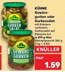 Kaufland KÜHNE Gewürzgurken oder Gurkensalat Angebot
