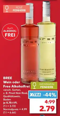 Kaufland BREE Wein oder Free Alkoholfrei Angebot