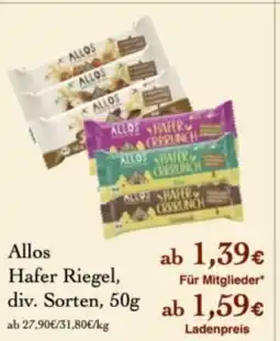 LPG Biomarkt Allos Hafer Riegel, Angebot