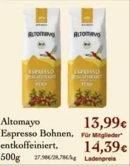 LPG Biomarkt Altomayo Espresso Bohnen Angebot