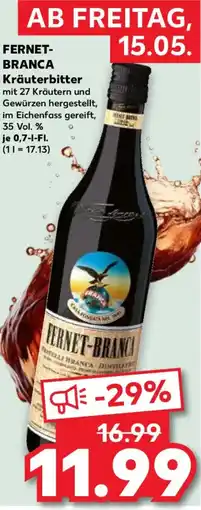 Kaufland FERNET BRANCA Kräuterbitter Angebot