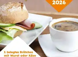 Globus Baumarkt Trefferia 1 Belegtes Brötchen mit einem Heißgetränk nach Wahl Angebot