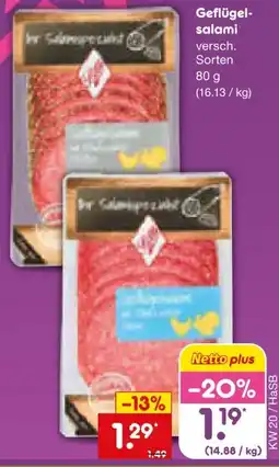 Netto Marken-Discount Bille Geflügelsalami Angebot