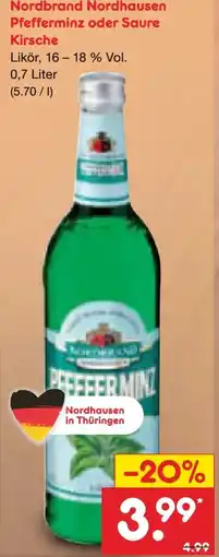 Netto Marken-Discount Nordbrand Nordhausen Pfefferminz Likör Angebot