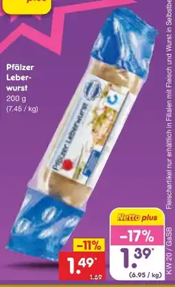 Netto Marken-Discount Cornelius Pfälzer Leberwurst Angebot