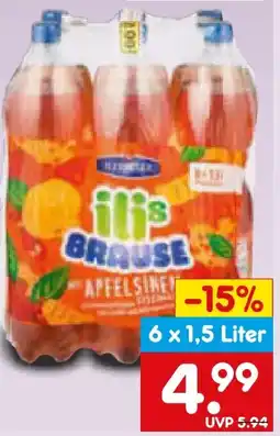 Netto Marken-Discount Ileburger Sachsenquelle Apfelsinen-Brause Angebot