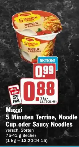 HIT Maggi 5 Minuten Terrine, Noodle Cup oder Saucy Noodles Angebot