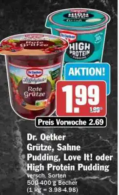 HIT Dr. Oetker Grütze, Sahne Pudding, Love It! oder High Protein Pudding Angebot