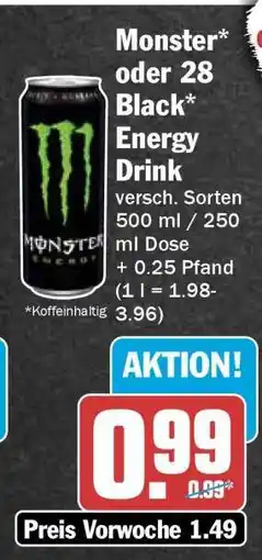 HIT Monster* oder 28 Black* Energy Drink Angebot