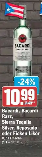 HIT Bacardi, Bacardi Razz, Sierra Tequila Silver, Reposado oder Ficken Likör Angebot