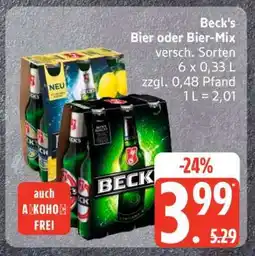 Edeka Beck's Bier oder Bier-Mix Angebot