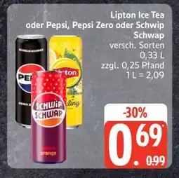 Edeka Lipton Ice Tea oder Pepsi, Pepsi Zero oder Schwip Schwap Angebot