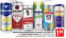 Edeka Wodka Gorbatschow & Lemon, Barcadi & Coca-Cola oder Captain Morgan & Cola Angebot